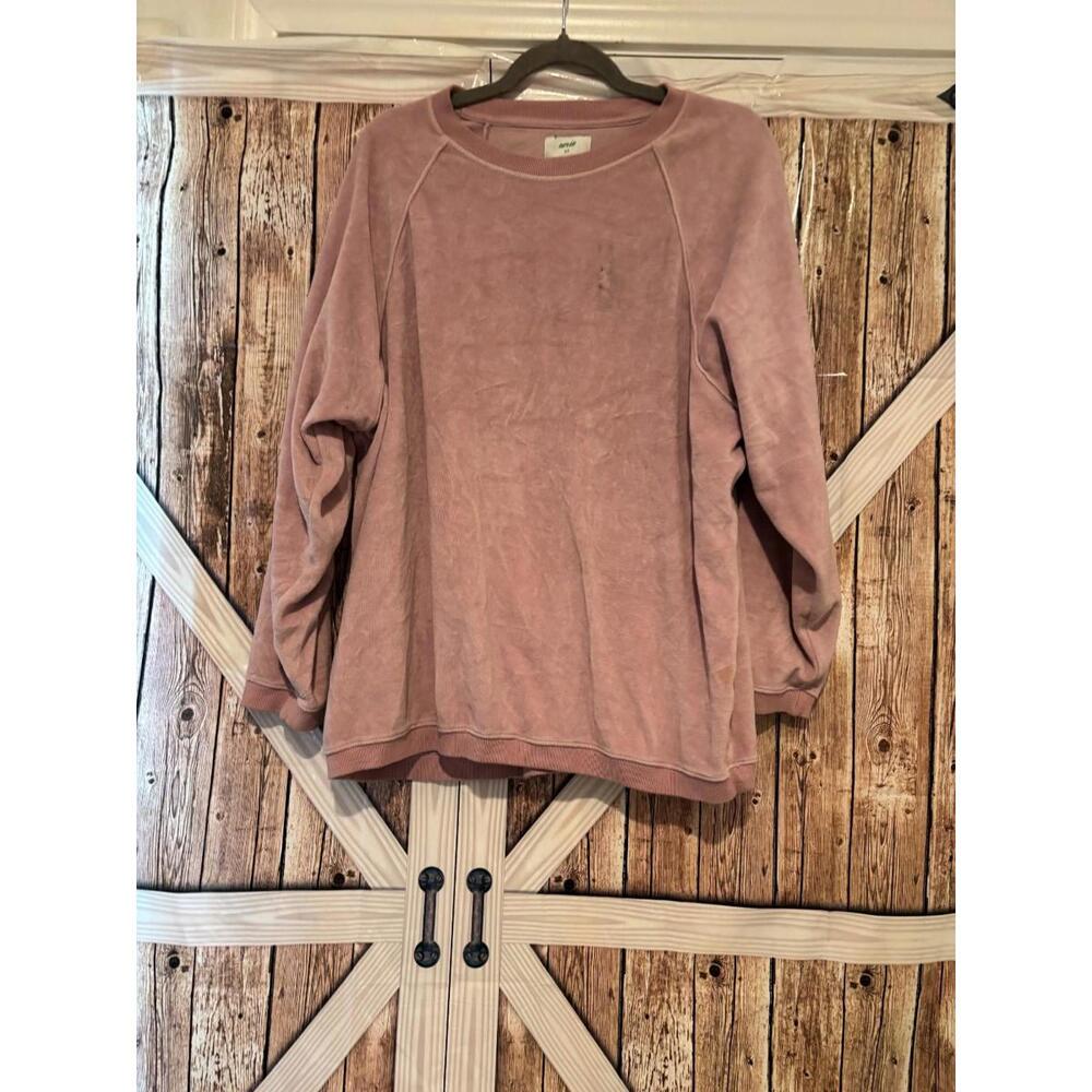 Womens Aerie oversized S pink valore sw. shirt THERE ARE‎ 2 SMALL HOLES FRONT257